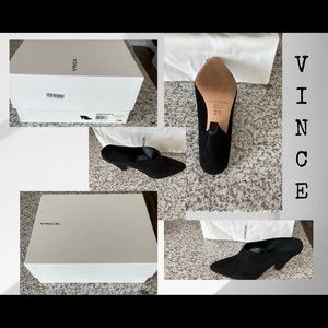 Sexy NEW VINCE Black Suede Mule Retail$350 W/ Box and Dust Bag